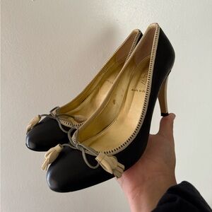 J Crew black italian leather heels